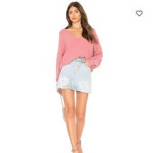 NWT FREE PEOPLE DISTRESSED BUTTON UP DENIM A-LINE MINI SKIRT‎ Y2K Coquette Indie